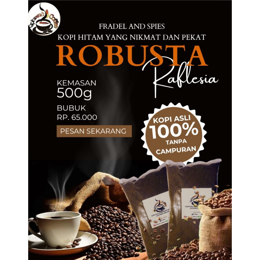 

Bubuk kopi Robusta 500gram, Tanpa Campuran, 100% asli kopi pilihan