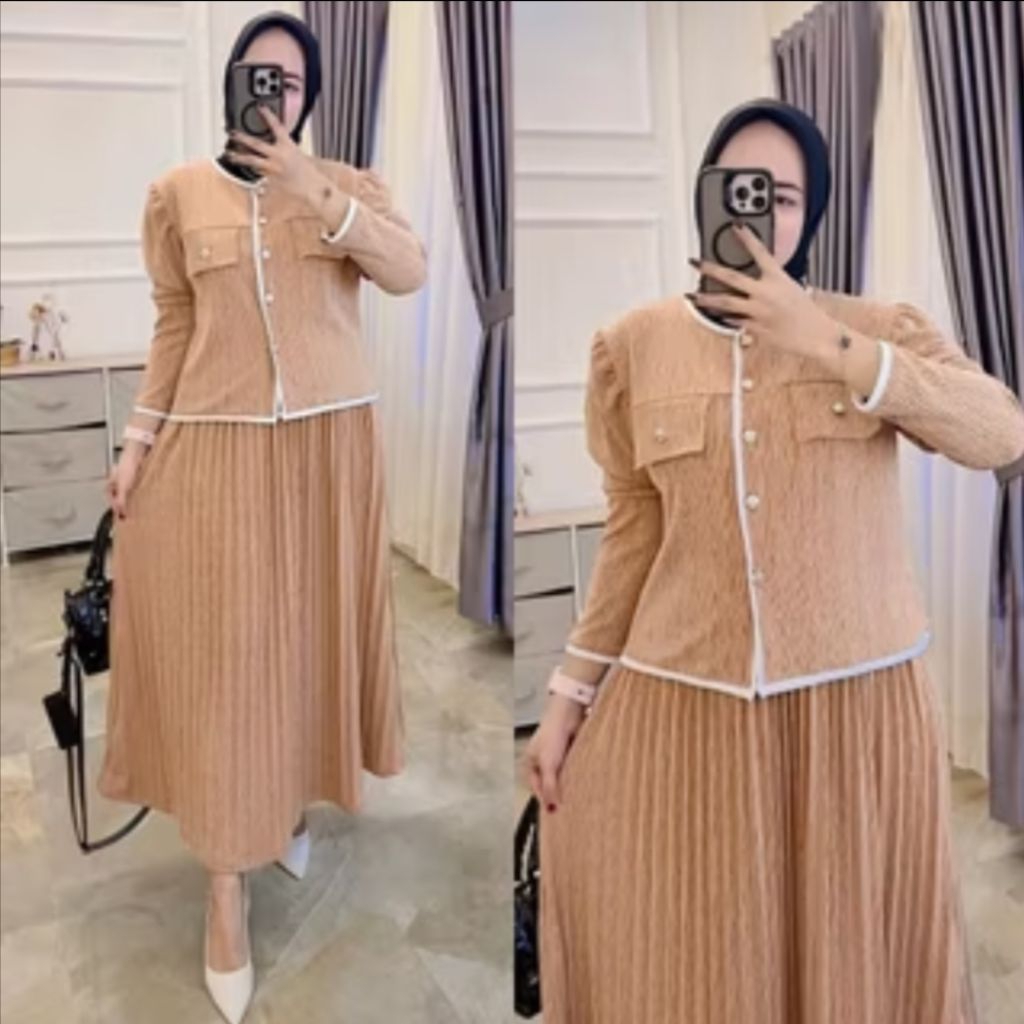 setrok plisket kaos knit rajut import kancing busui