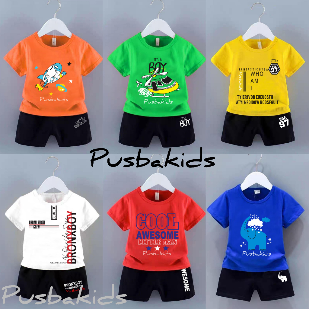 PUSBAKIDS/ SET COWOK/ SETELAN ANAK LAKI LAKI/ BAJU ANAK LAKI LAKI MOTIF LUCU/ 0-7 TAHUN