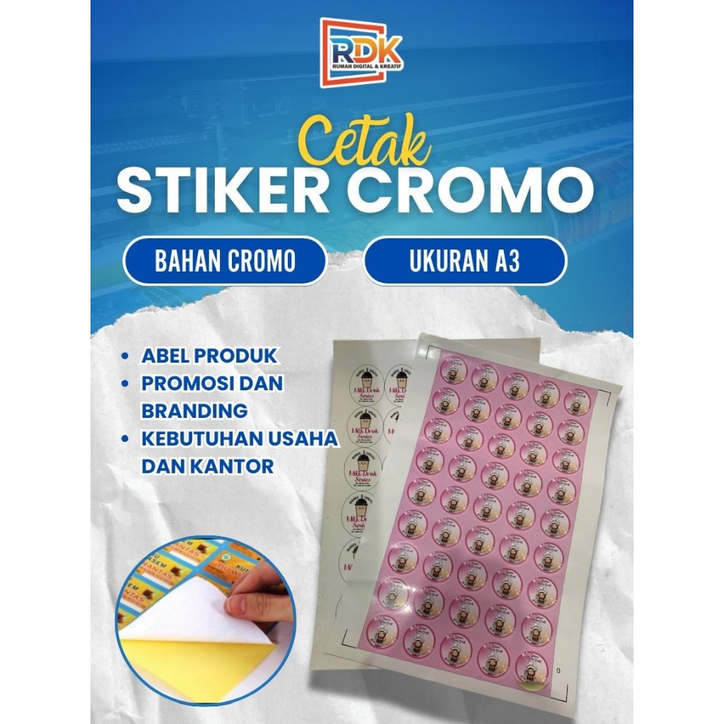 

STIKER LABEL BAHAN CROMO UKURAN A3+ COCOK UNTUK BRANDING