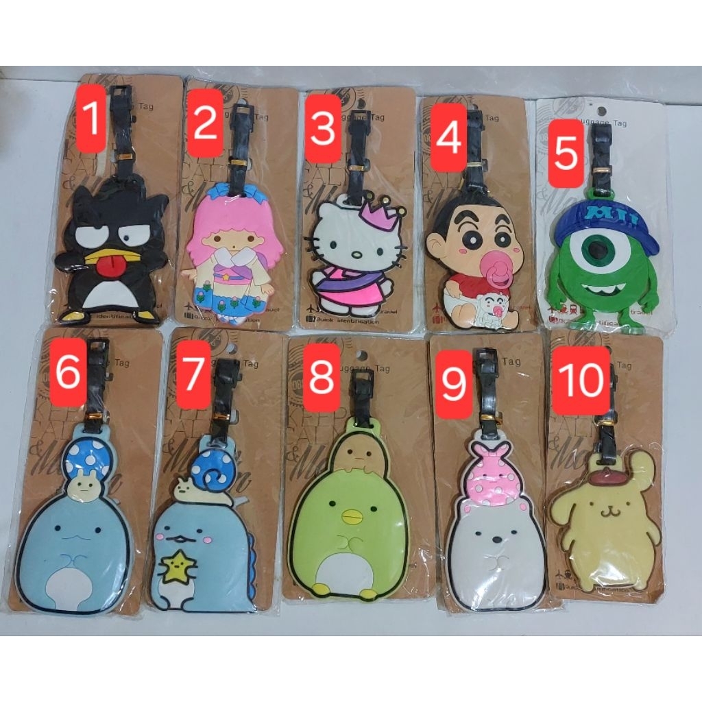 Luggage Tag Gantungan Tas Koper Badzmaru Sincan Monster Inc Hello Kitty Sumiko Lala