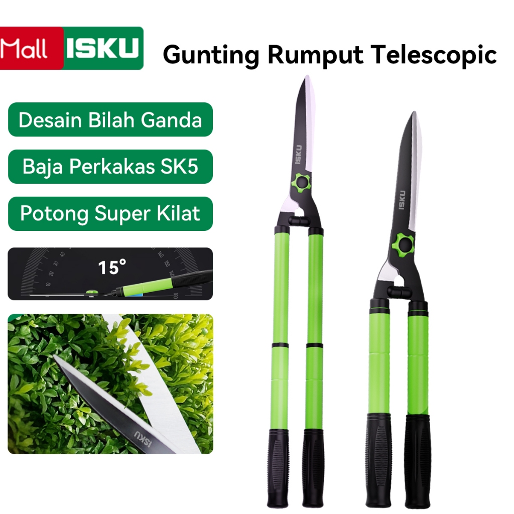 ISKU Gunting Pagar Teleskopik Telescopic Hedge Shears-Gunting Ranting Panjang Pemangkas Pagar Tanama