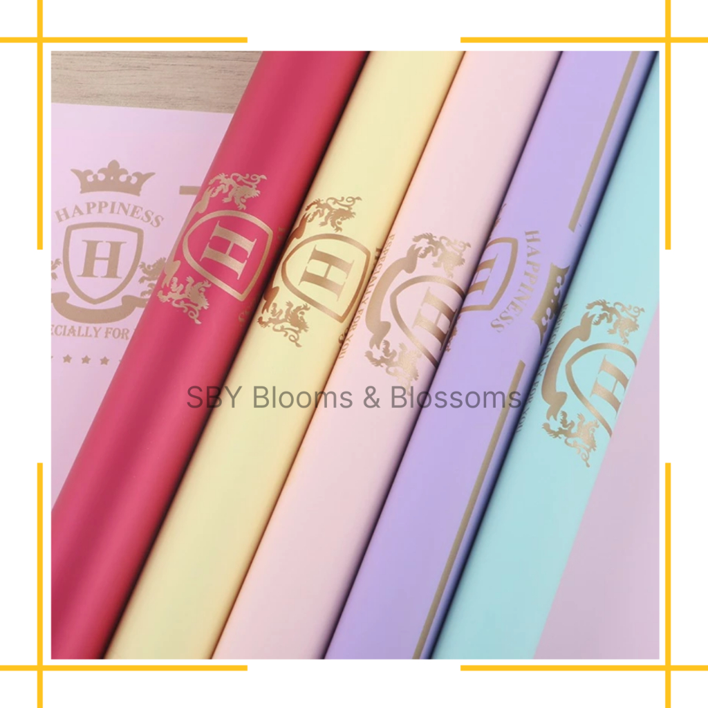 

KB6117 Kertas Buket Crown List Gold Bunga Cellophane Flower Wrapping Paper Solid