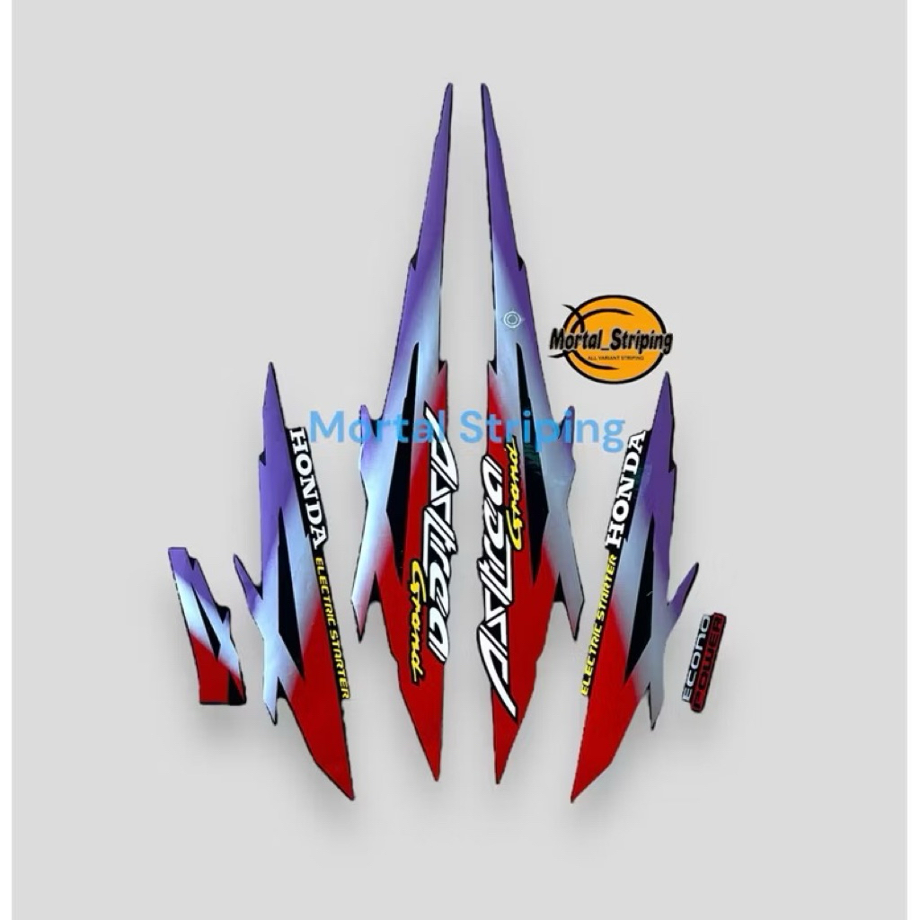 STIKER STRIPING LIS BODY ASTREA GRAND 95 1995 MERAH UNGU