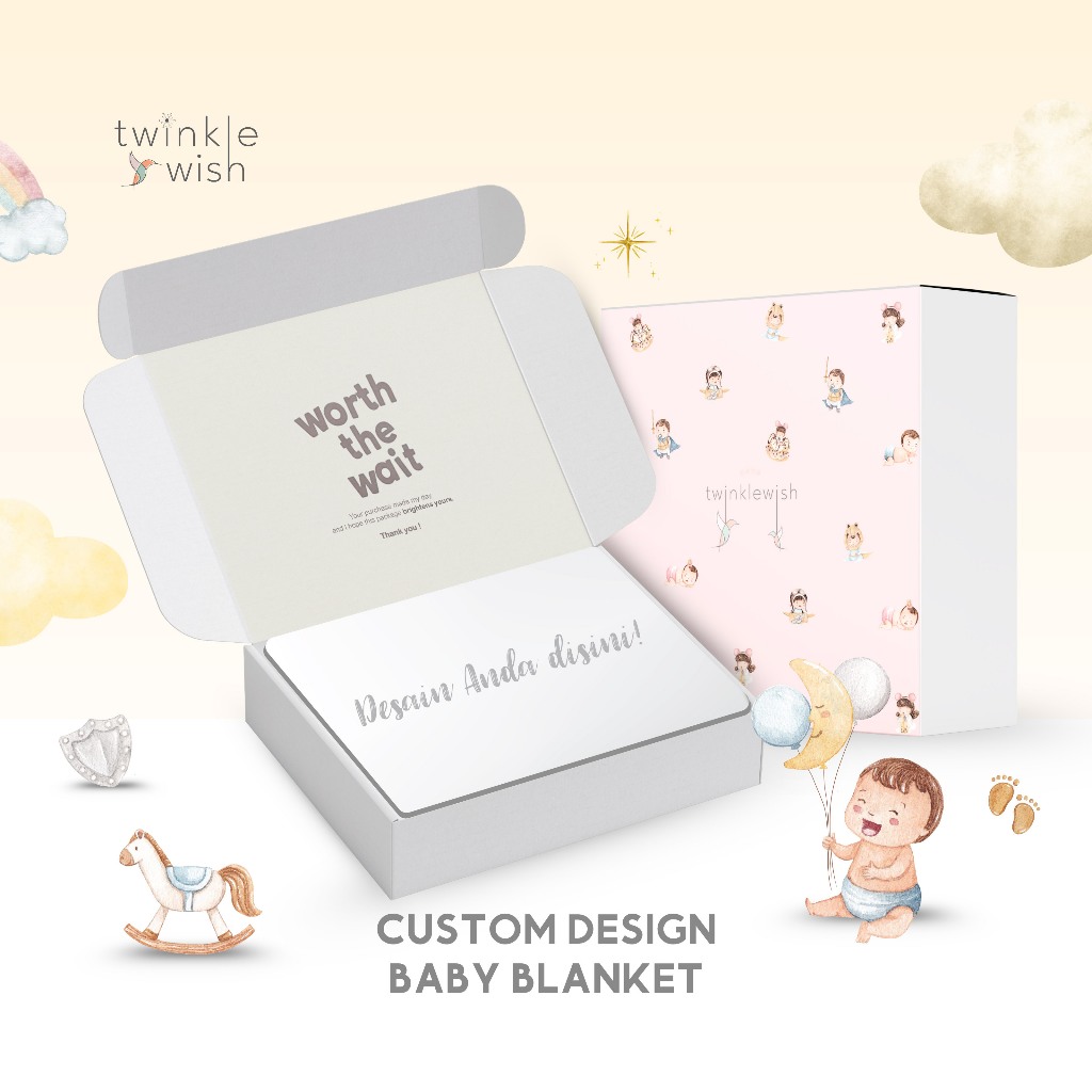 Twinklewish - Custom Selimut Nama dan Desain PRE ORDER, Customized Personalized Blanket, Selimut Kat