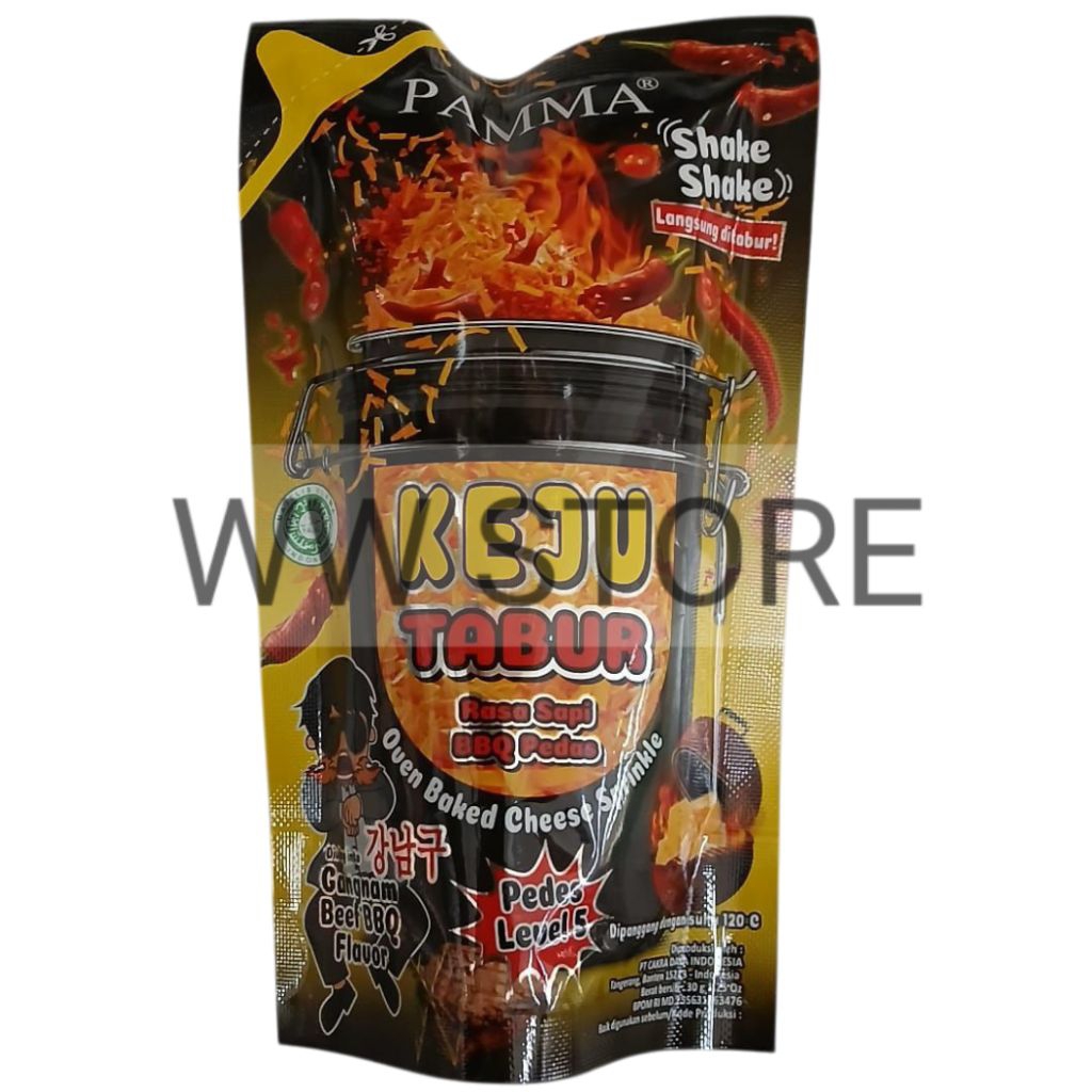 

Bumbu KEJU TABUR rasa Sapi BBQ Pedas Level 5 halal MUI PAMMA Gangnam Beef BBQ Flavor Oven Baked Cheese Sprinkle 30g