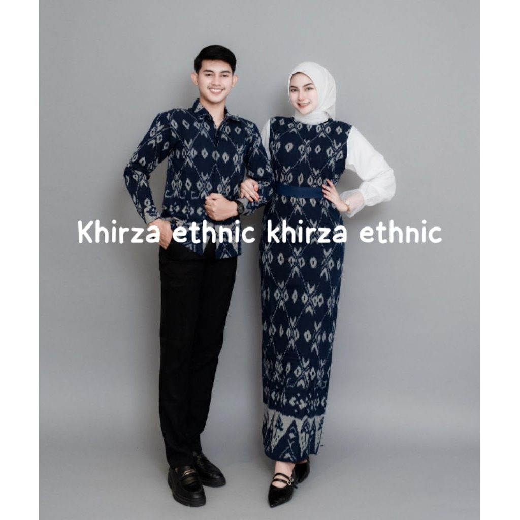 BAJU TENUN COUPLE TAMARA NAVY - COUPLE - COUPLE TENUN - BAJU COUPLE - BAJU BATIK TENUN COUPLE