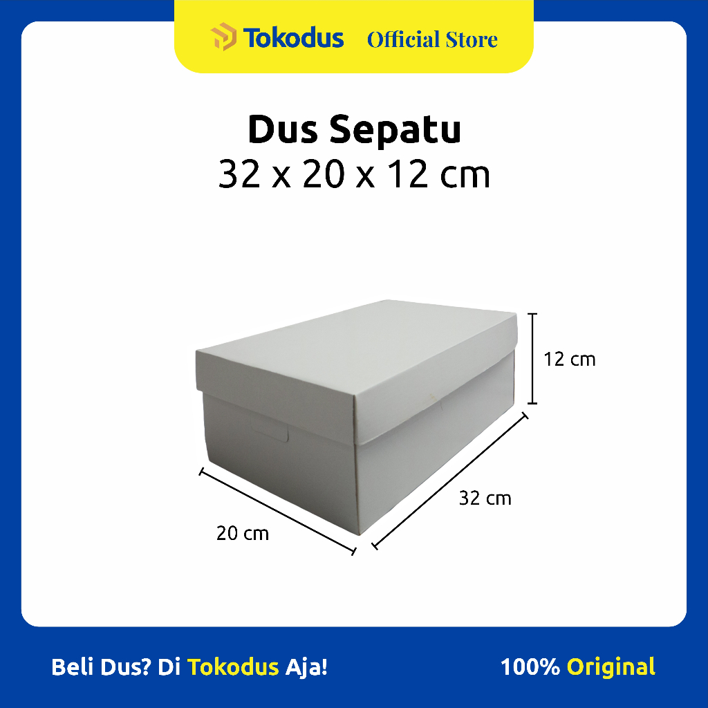 

Dus Sepatu | Kotak Sepatu | Kardus Box Sepatu Putih uk 32 x 20 x 12 cm - Tokodus Katapang