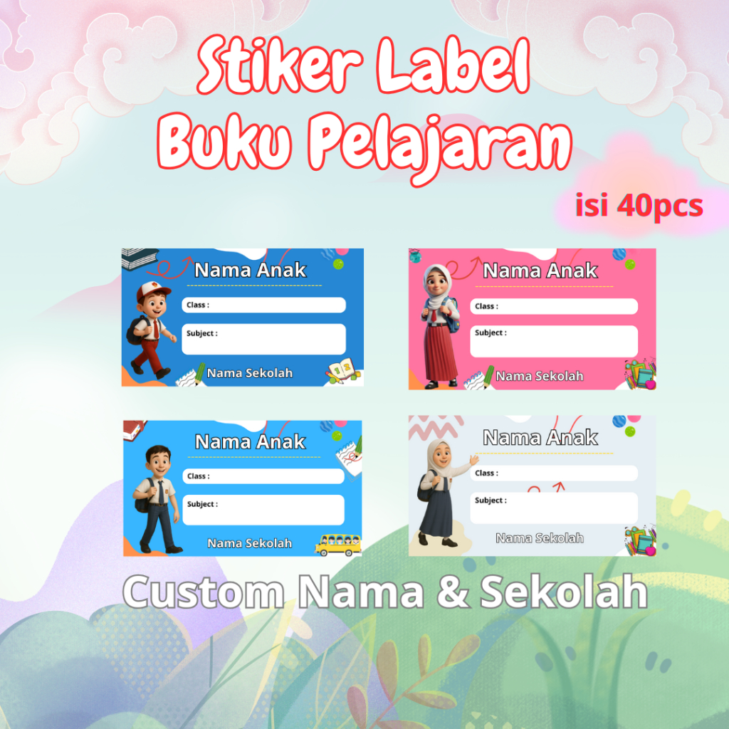 

STIKER LABEL BUKU PELAJARAN CUSTOM NAMA DAN SEKOLAH