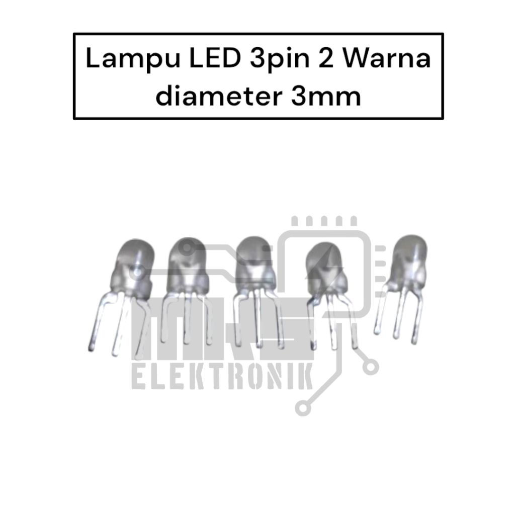Lampu LED 3pin 2 Warna diameter 3mm Isi 5pcs