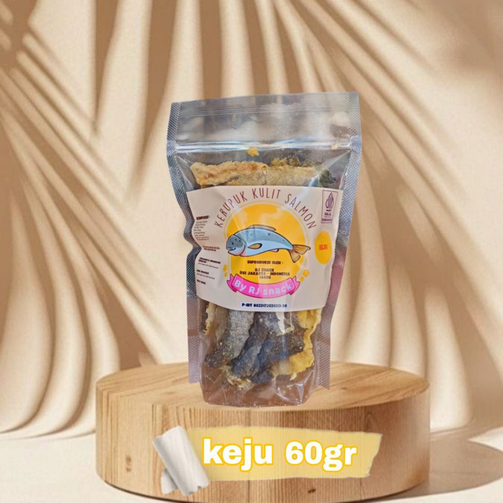 

Keripik Kulit Ikan Salmon Rasa Keju Kemasan Pouch 60gr Fish Skin Salmon Cheese