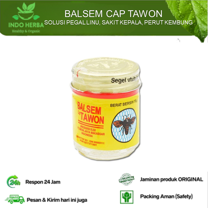 Balsem Cap Tawon 18 g Balsem Asli Makasar Pereda Pegal Linu, Sakit Kepala, Perut Kembung 100% ORIGIN