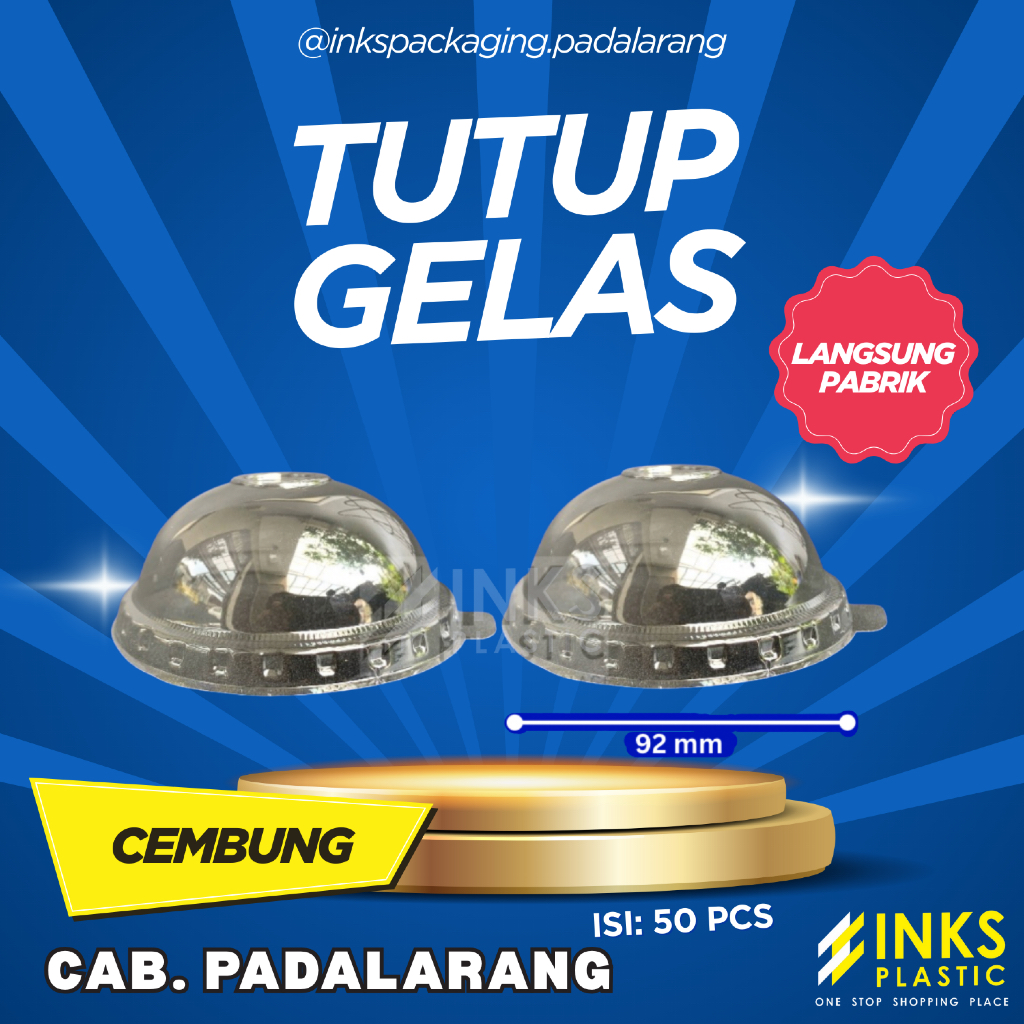 TUTUP GELAS PLASTIK CEMBUNG DOME