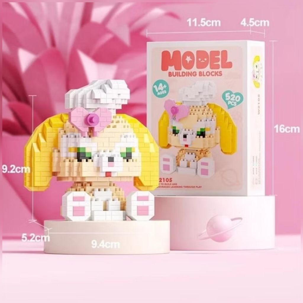 Lego Block Building Puppy Pink