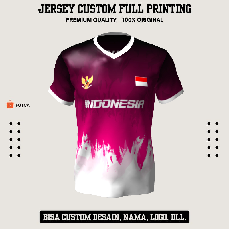 Kaos Jersey Futsal Pink Putih Motif Brush Abstrak 202 - Jersey Olahraga Custom Full Printing
