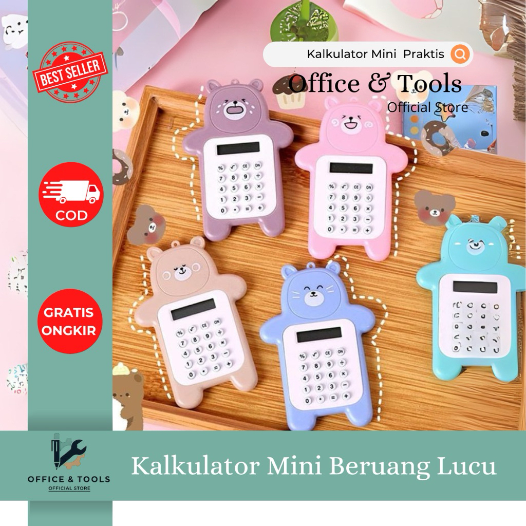 

Kalkulator Mini Beruang Lucu Kalkulator Karakter Aesthetic Portabel Office & Tools
