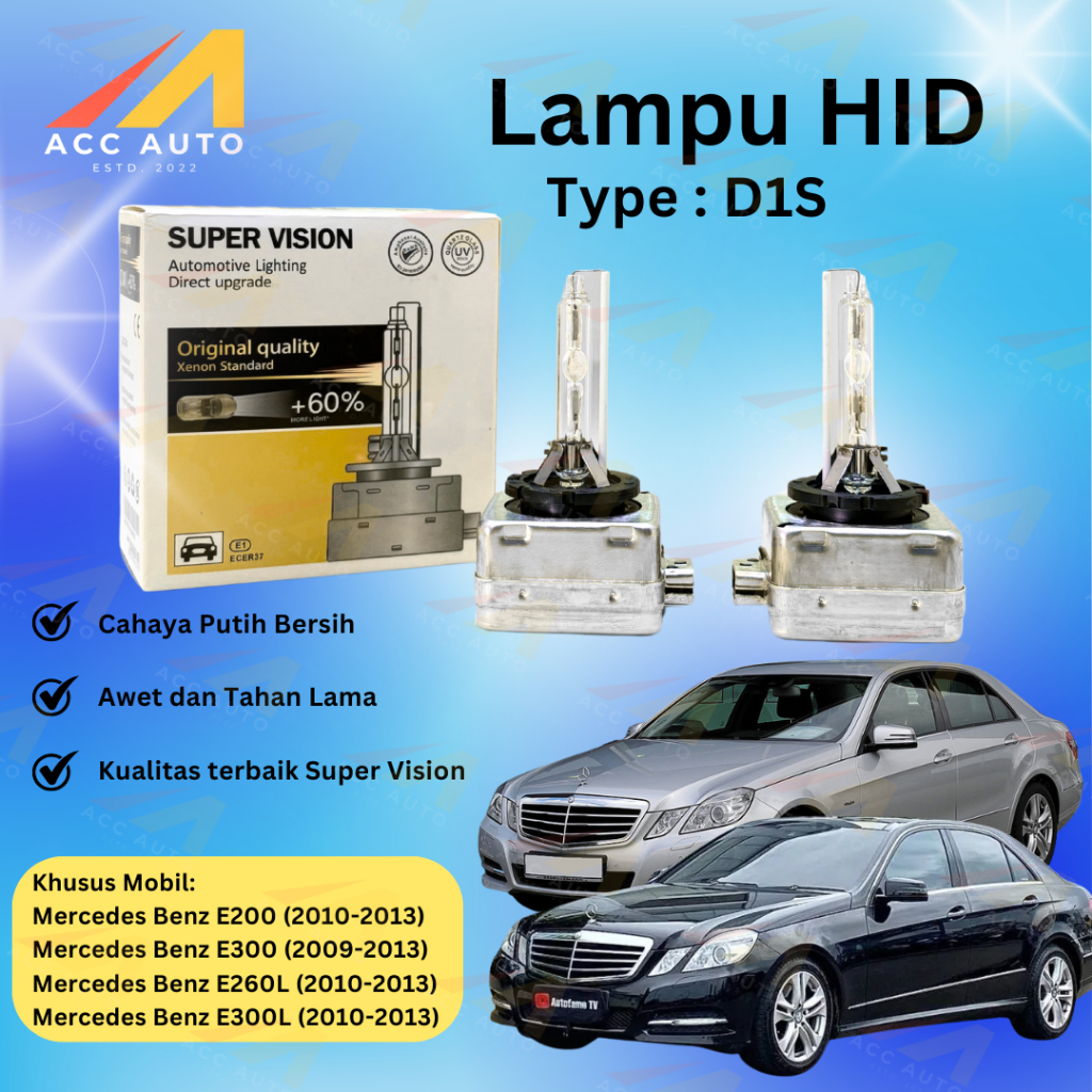 Bola Lampu HID Mercedes Benz E200 E260l E300 E300l D1S 6000K Supervision Model OEM