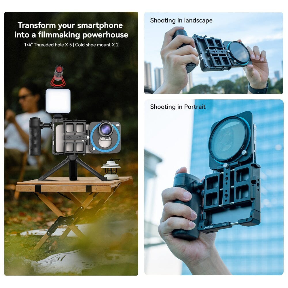 Rig Holder Video Smartphone 2in1 Power Bank 2500mAh Dengan Remote APEXEL VG05CH