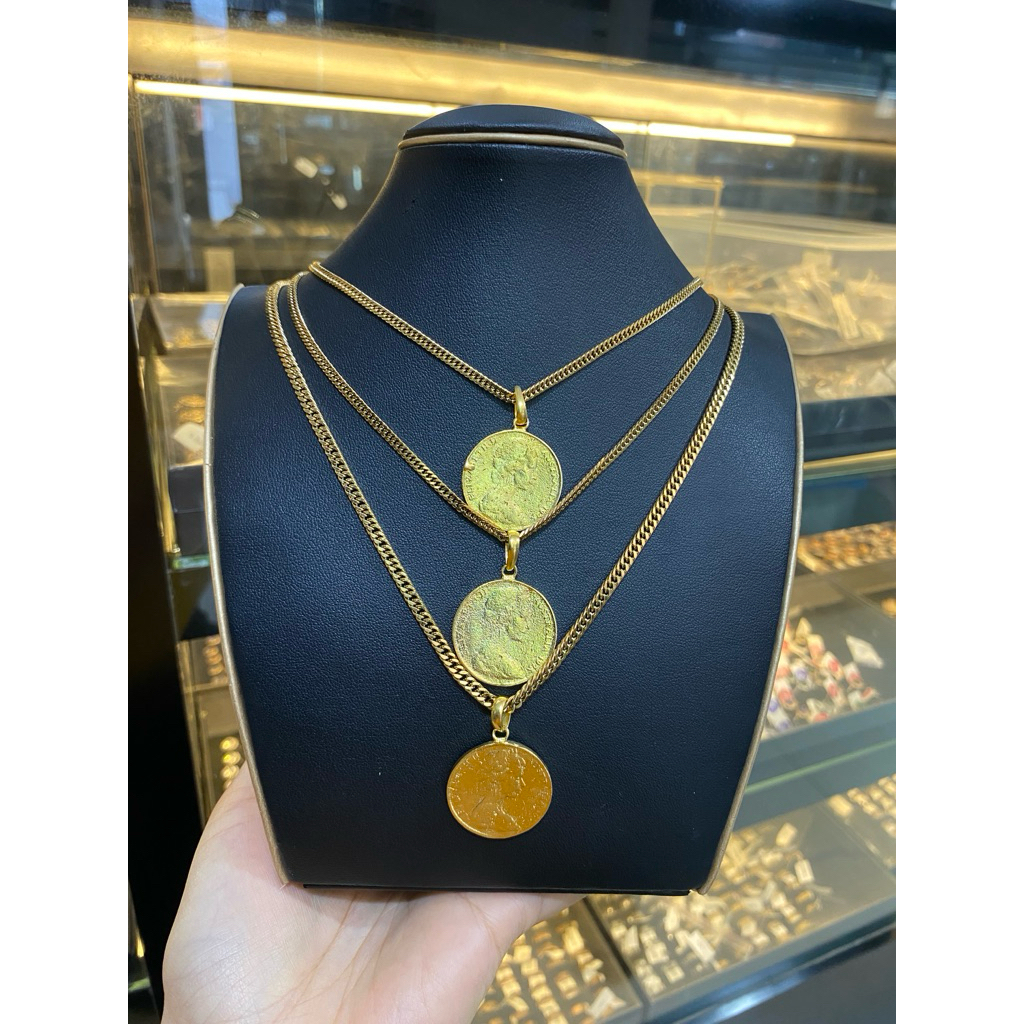 Kalung Koin Sisik Naga Kuningan