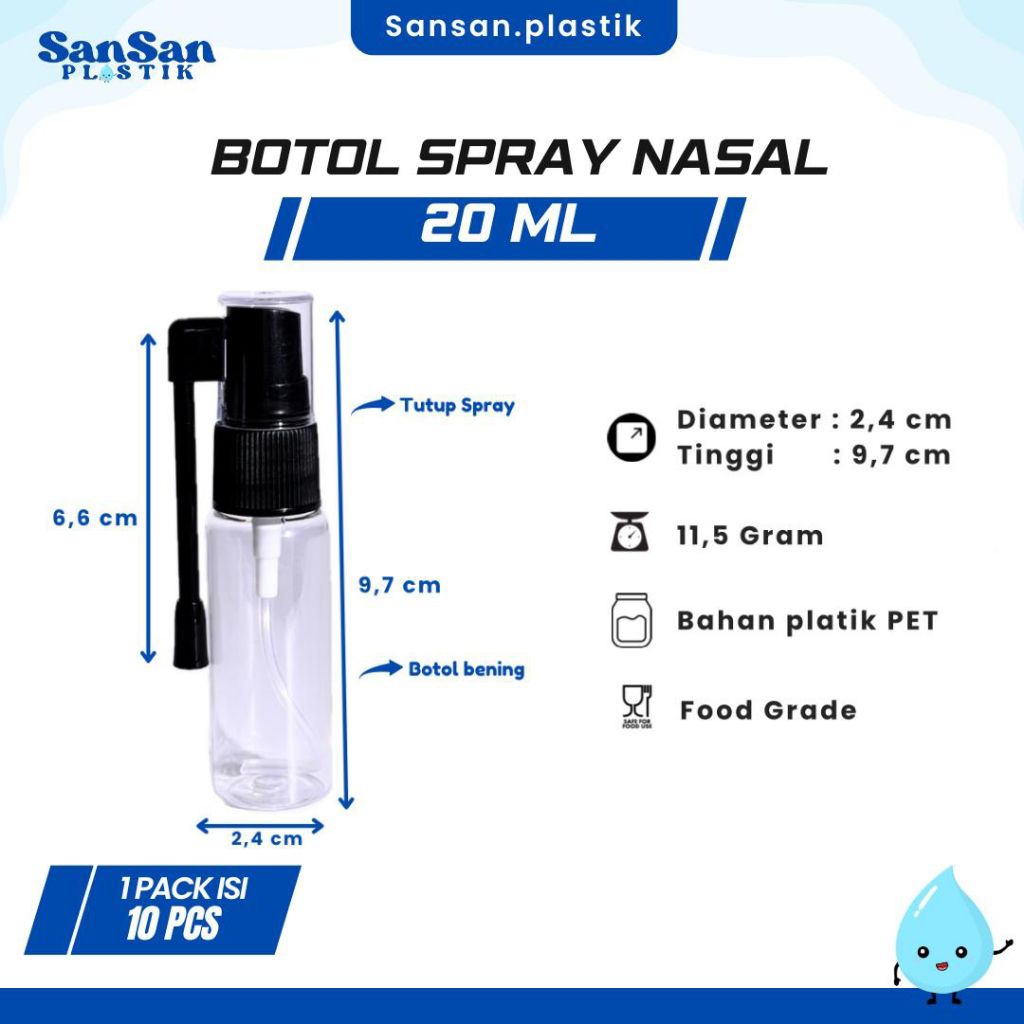 Botol Spray Nasal 20ml Bening / Botol Spray Hidung 20 ml / NASAL STICK