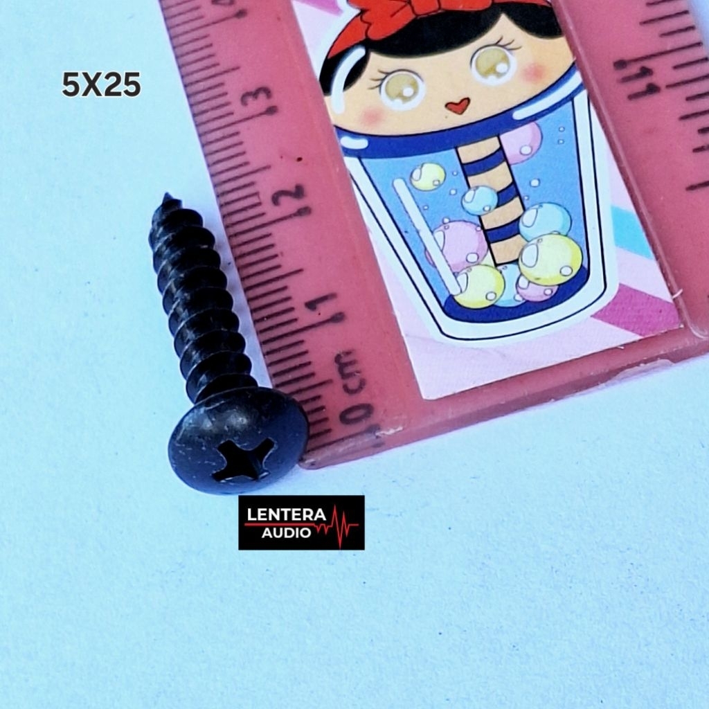 (100 Biji) Baut Tapping M5 Skrup Hitam Baut Speaker Payung Hitam