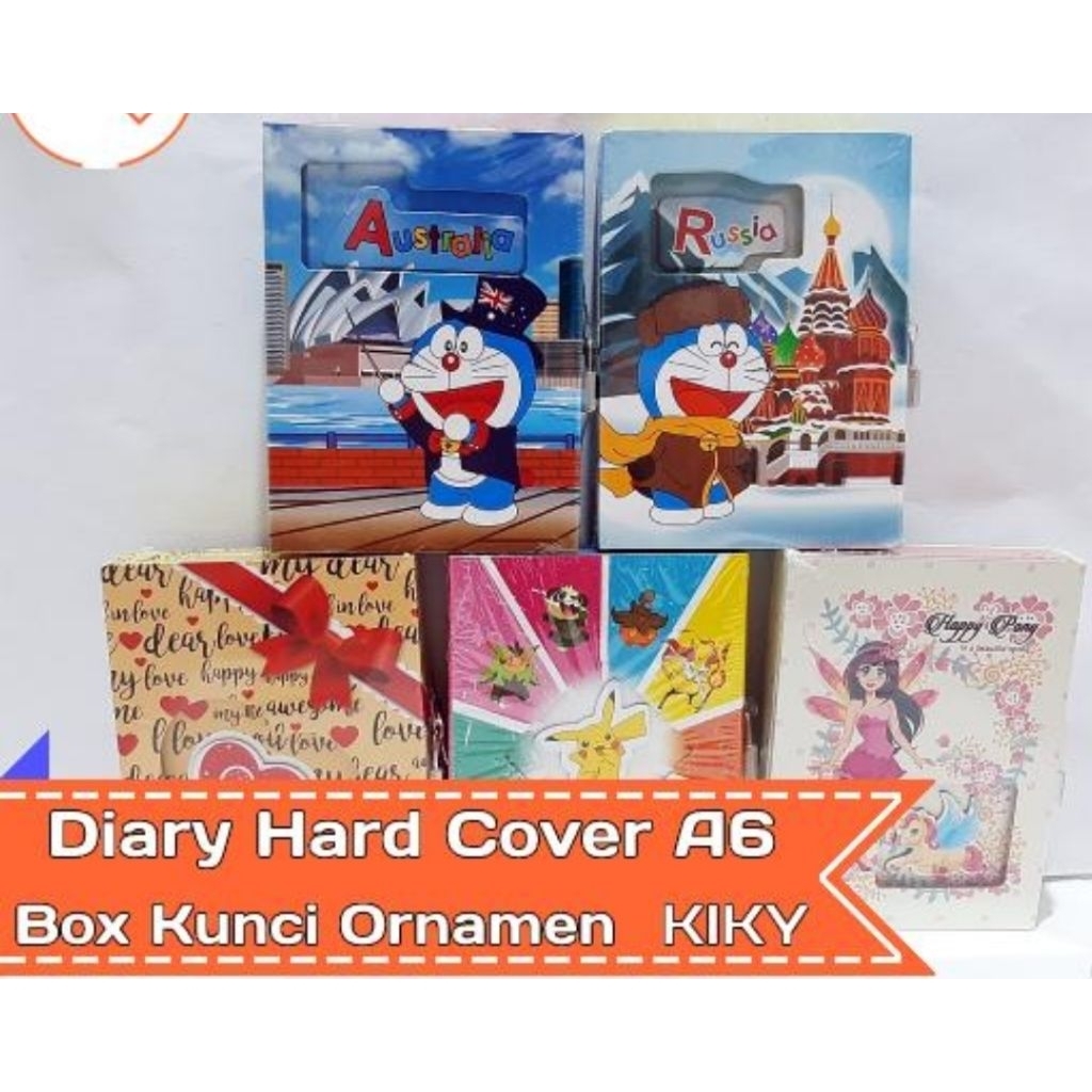 Diary hard Cover Box kunci ornamen A6 KIKY