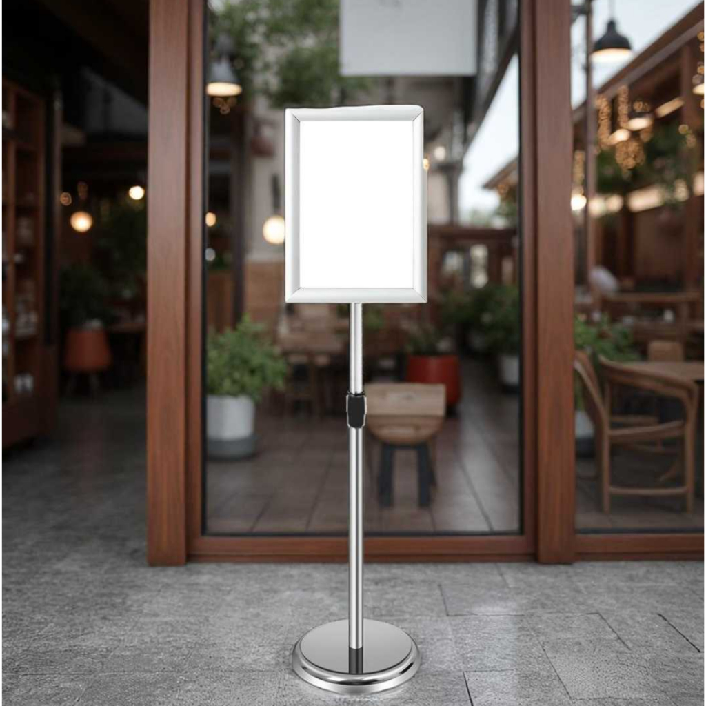 

ADOSHONE アドショーンネ Papan Iklan Banner Advertising Billboard Display Stand A4 - White Silver