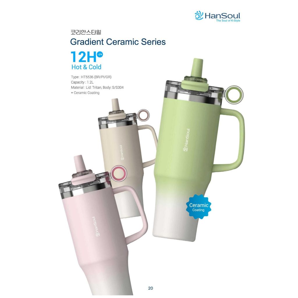 Tumbler HanSoul Gradient Ceramic Series 1.2L | Botol Minum Stainless + Ceramic Coating | Hot & Cold 