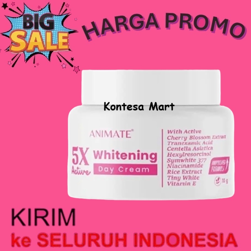 Animate Vitamin E 5x Active Whitening Day Cream Krim Pemutih Wajah Animat Creame White Creme 10gr
