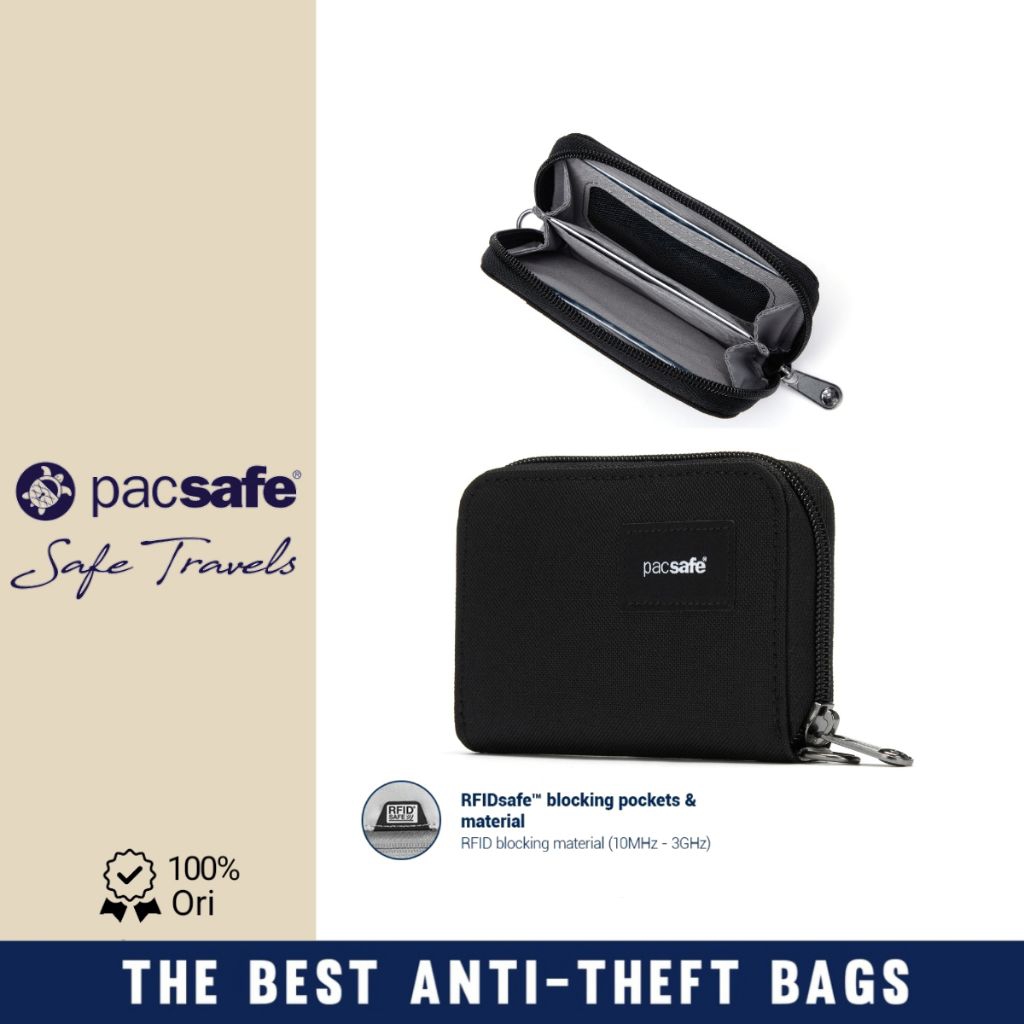 Pacsafe RFIDsafe Dompet Kartu Ritsleting Anti-Theft  dengan blokade RFID