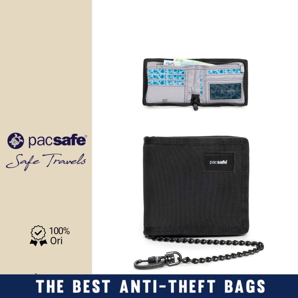 Pacsafe RFIDsafe Z100 Bifold Wallet - Dompet RFID Lipat Ritsleting Anti-Theft