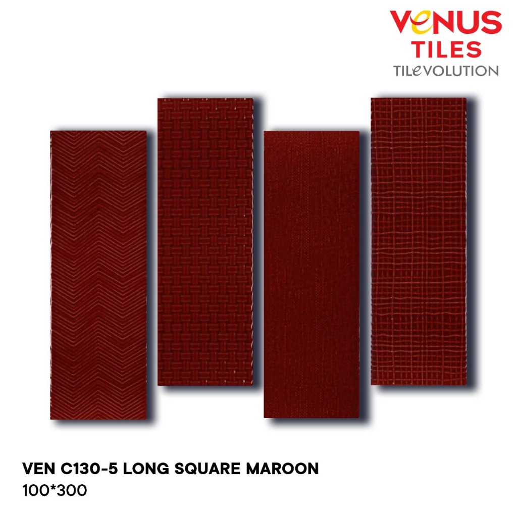Venus Tiles - Keramik Dinding Interior Long Square Maroon 100x300