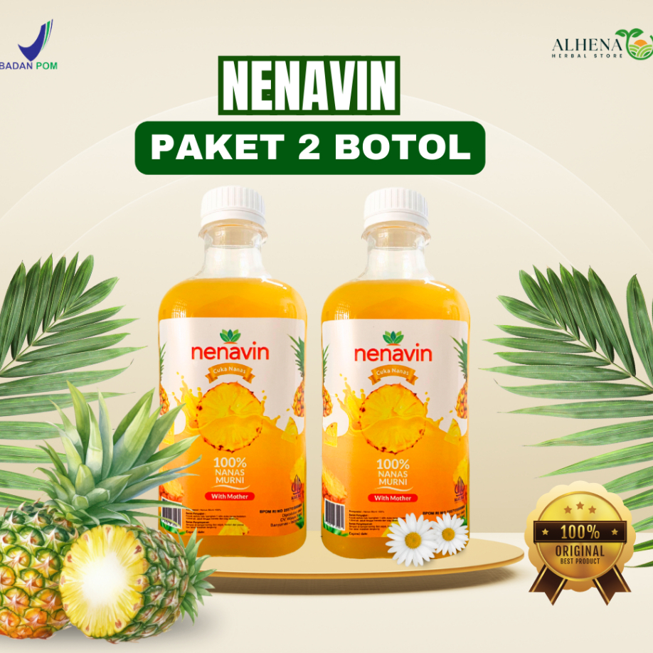 

Paket 2 Botol Nenavin (Murah) Cuka Nanas Asli Original Organik / NENAVIN / Atasi Diabetes Ampuh / Asam Urat / 100% Nanas Utuh with Mother /HALAL / BPOM
