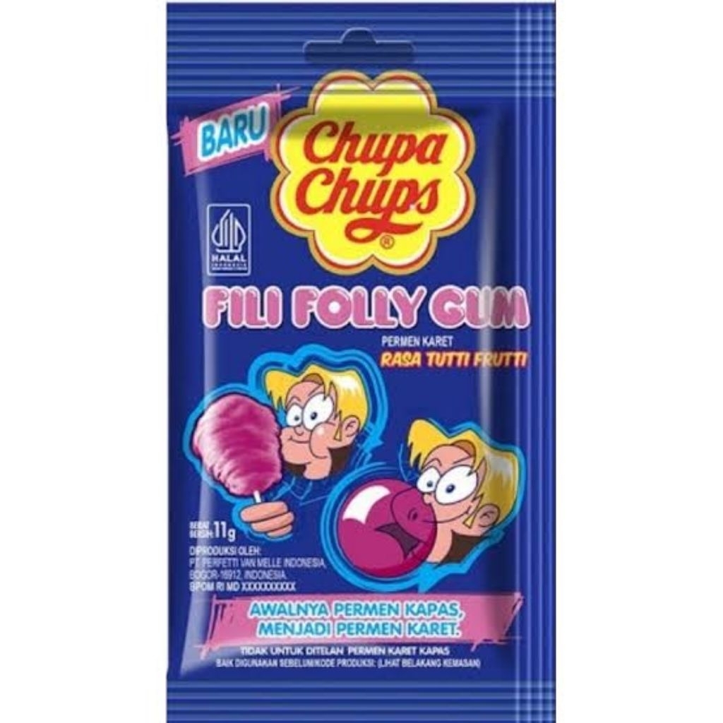 

CHUPA CHUPS FILI FOLLY GUM RASA TUTTI FRUITI SACHET NETTO 11 GR muraah
