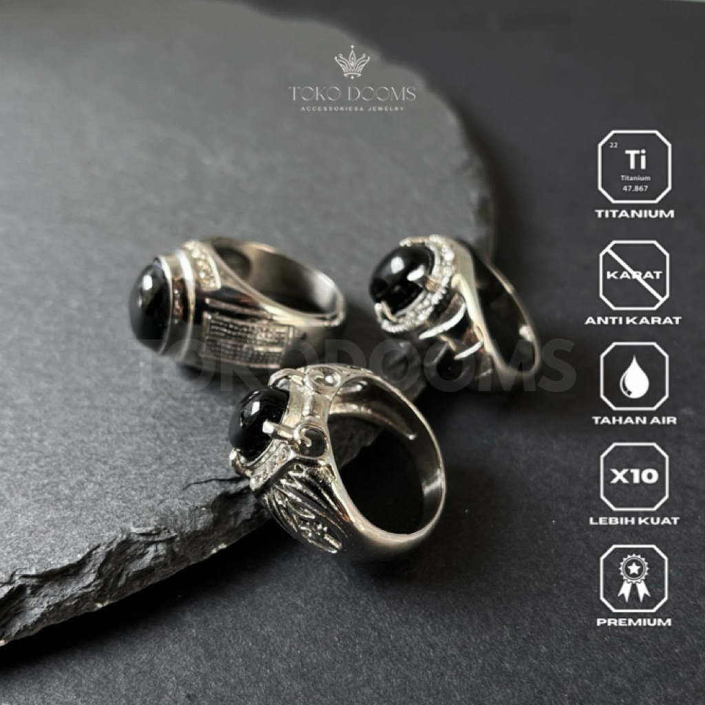 cincin batu akik blackonix ring titanium super