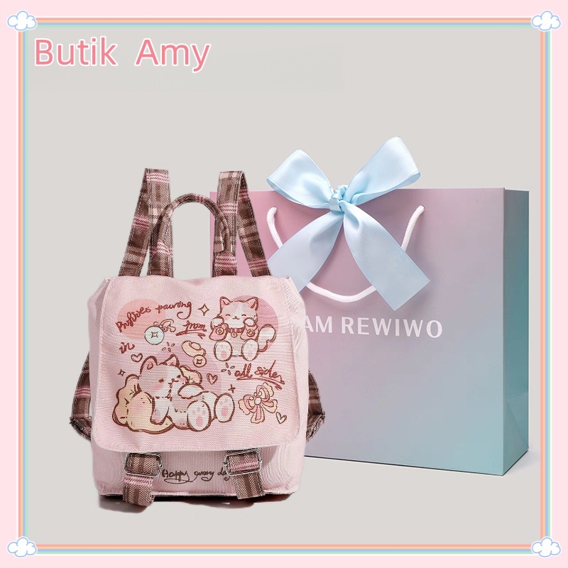 TAS Wanita Lucu Ransel Kucing Lucu/Tas olah Ringan Berkapasitas Besar/Tas olah Pink Lucu/Tas Ransel