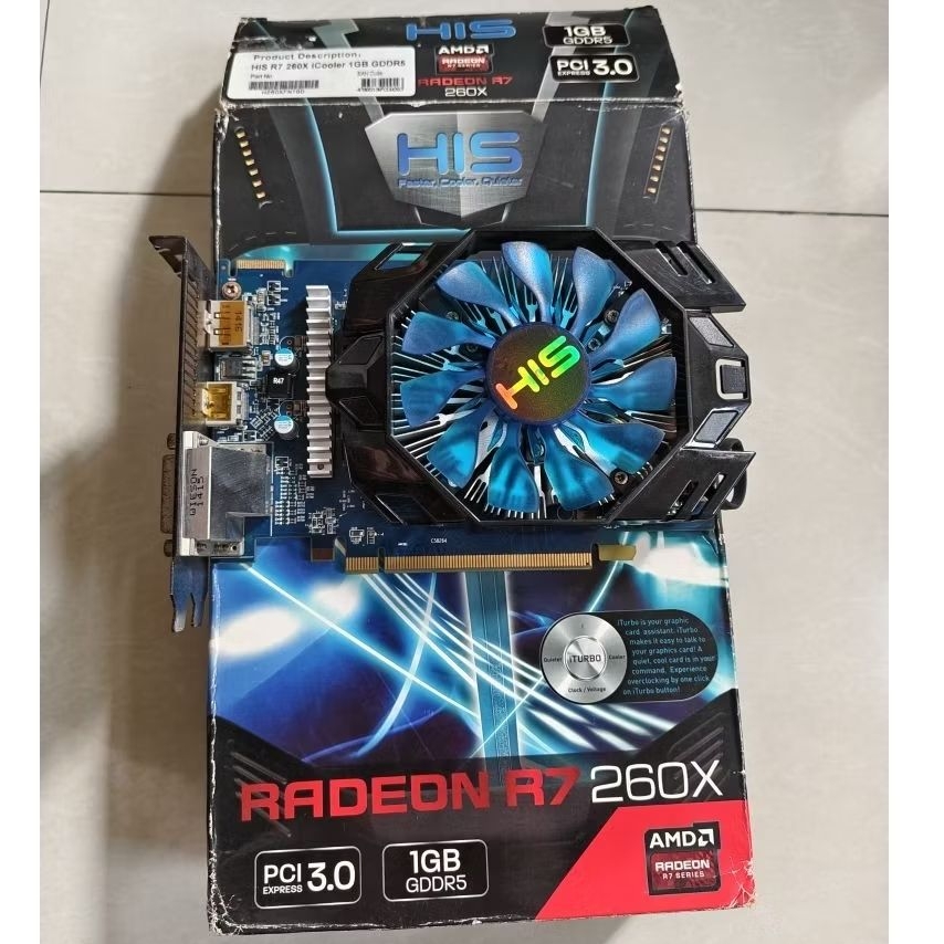vga HIS radeon r7 260x 1gb ddr5