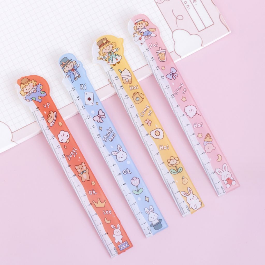 

MAWARNI Penggaris Lucu 15 Cm Penggaris Plastik Karakter Lucu Penggaris Sekolah