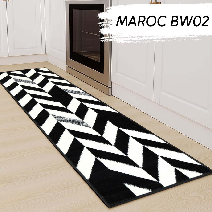 MAROC Karpet uk 80x200 motif BW 02 Monokrom Local, Karpet Lantai, Karpet Bulu