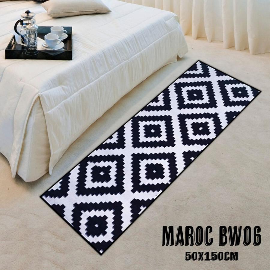 MAROC Karpet uk 80x200 motif BW 06 Monokrom Local, Karpet Lantai, Karpet Bulu