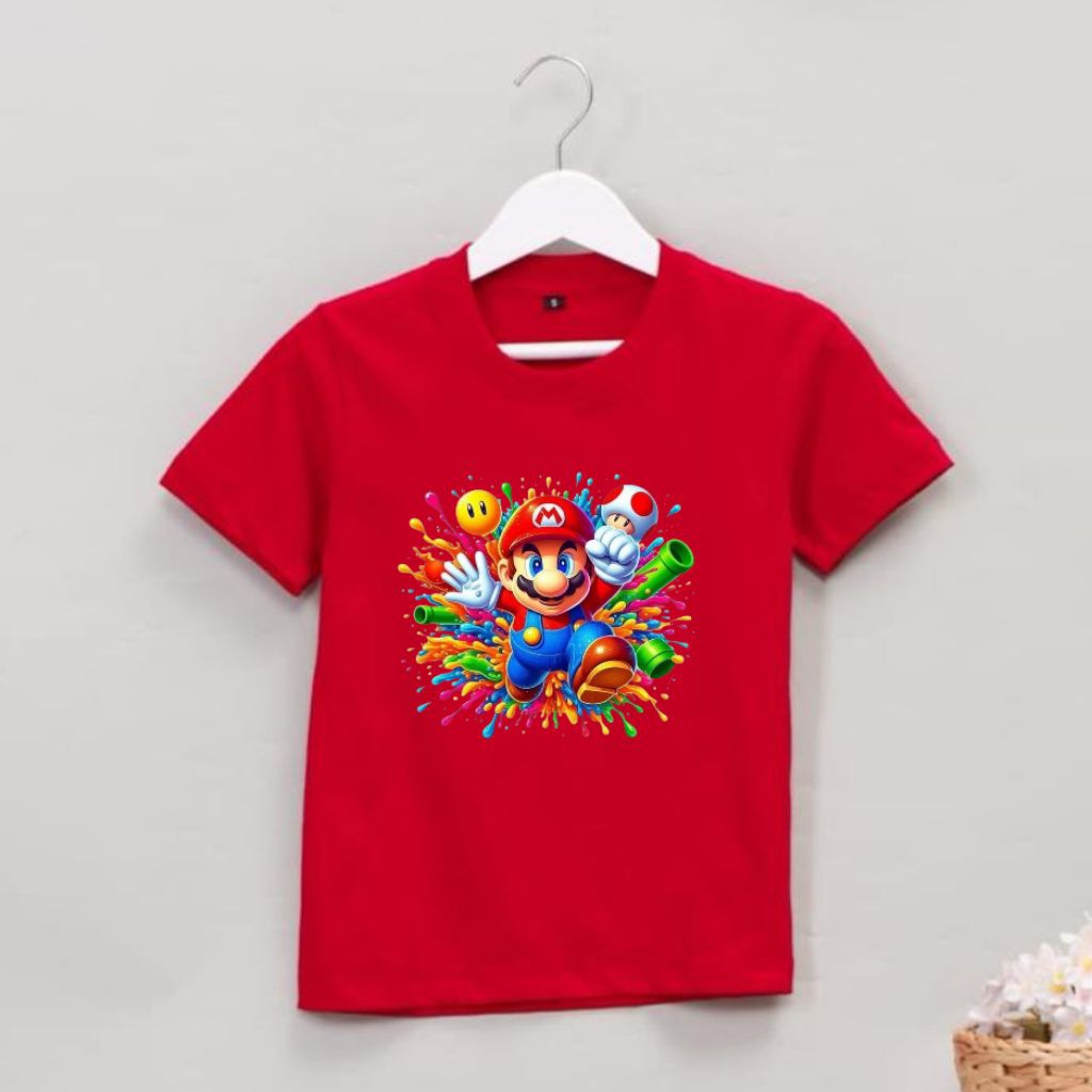Kaos Anak Mario Bross Cotton Combed