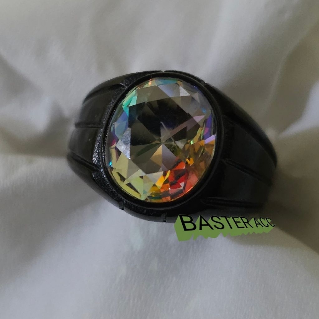 CINCIN BATU KALIMAYA INDIA PELANGI RING HITAM TITANIUM