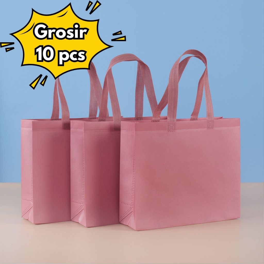 

10PCS Grosir Stock Tersedia Tas Spunbond Handle | Goodie Bag | Tote Bag | Souvenir | Hampers |untuk Toko Baju| Selamatan Haji Khitan Ultah Wedding 28x20x10 32x27x10 43x32x10 47x36x10
