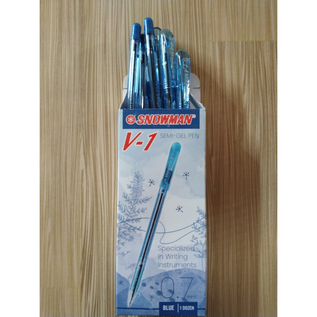 

12pc Pulpen Snowman V1 Semi Gel Pen Hitam 0.7mm