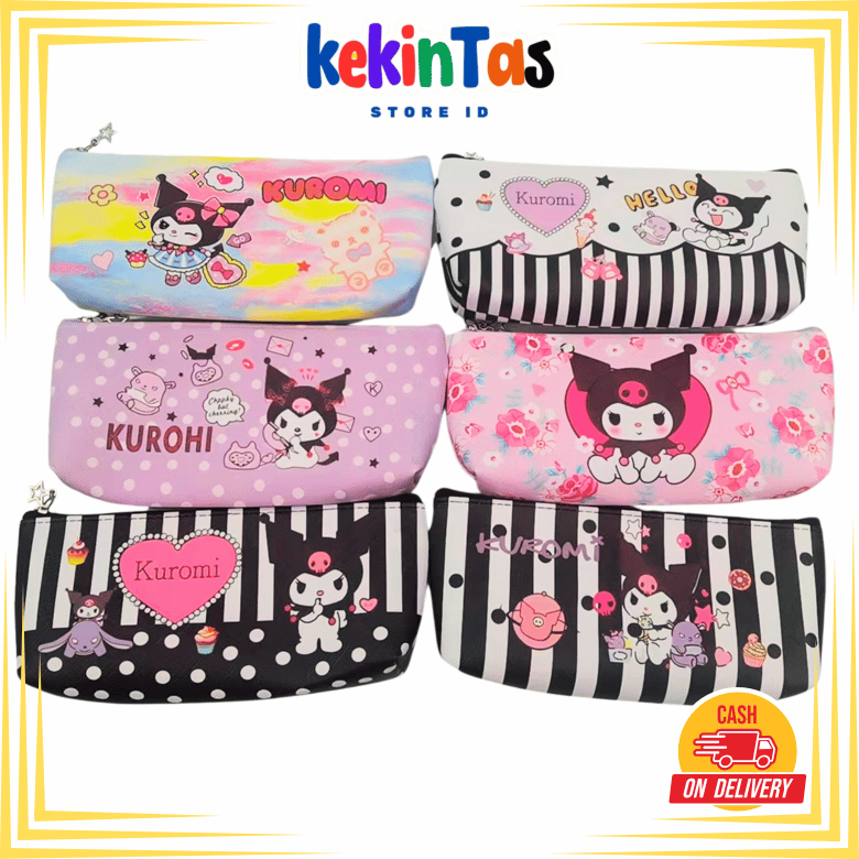 

KEKINTAS - Pouch tempat pensil KUROMMI 001-1 tempatpencil softcase kurohi sanrioi sekolah TK SD SMP SMA tempat penyimpanan serba guna