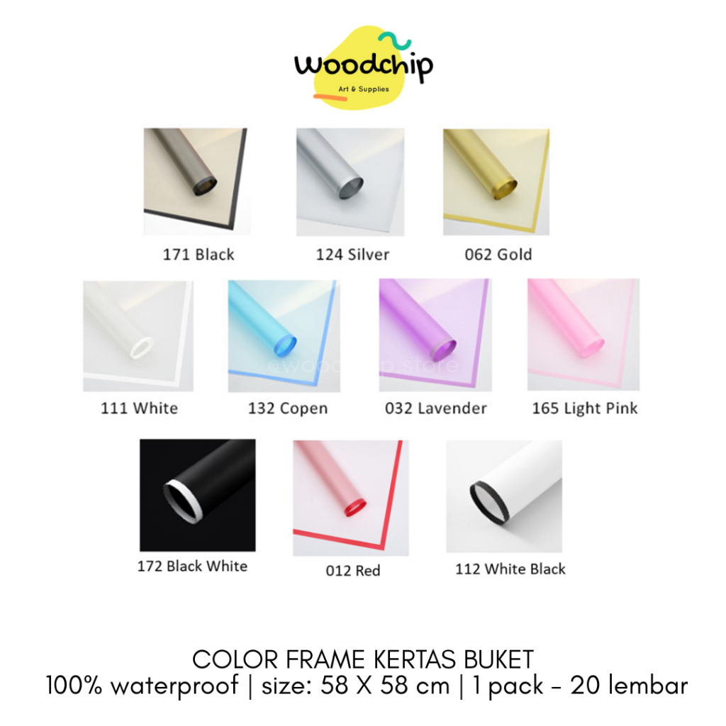 

[LEMBAR] COLOR FRAME CELLOPHANE | KERTAS BUKET BUNGA - KERTAS KADO - WRAPPING PAPER - SAMPUL BUKU