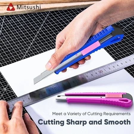 

Mitsushi Cutter Kecil Pisau Pemotong Serbaguna 2PCS Kater Kecil Dengan Desain Bilah yang Dapat Ditarik dan Mengunci Sendiri