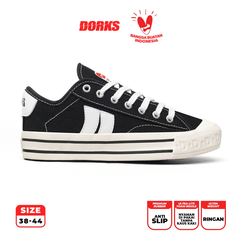 Dorks - Metro Low Black Sepatu Sneakers Casual Pria Wanita