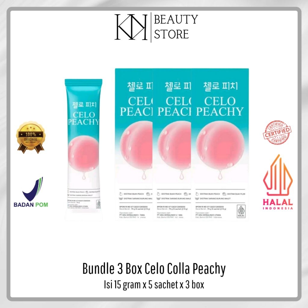 

(READY STOCK) BUNDLE 3 BOX CELO COLLA+ PEACHY POWDER DRINK ISI 15 GRAM x 5 SACHET - CELO COLLA PEACH DRINK- celo.beaute - celobeautebycece - celobeauteofficial