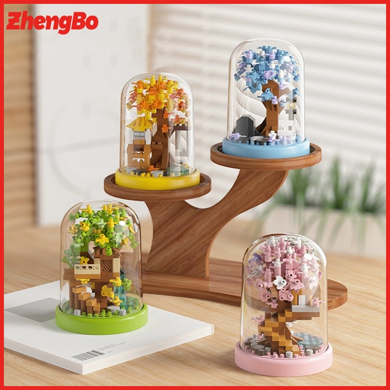 ZhengBo 260+PCS Mainan Bricks Bunga Seri Sakura Dekorasi Desktop DIY Hadiah Lebaran